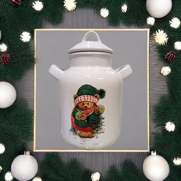 Hallmark Other - Hallmark Cookie Jar Christmas: Teddy Bear Mary With Holly Berry Red Green White